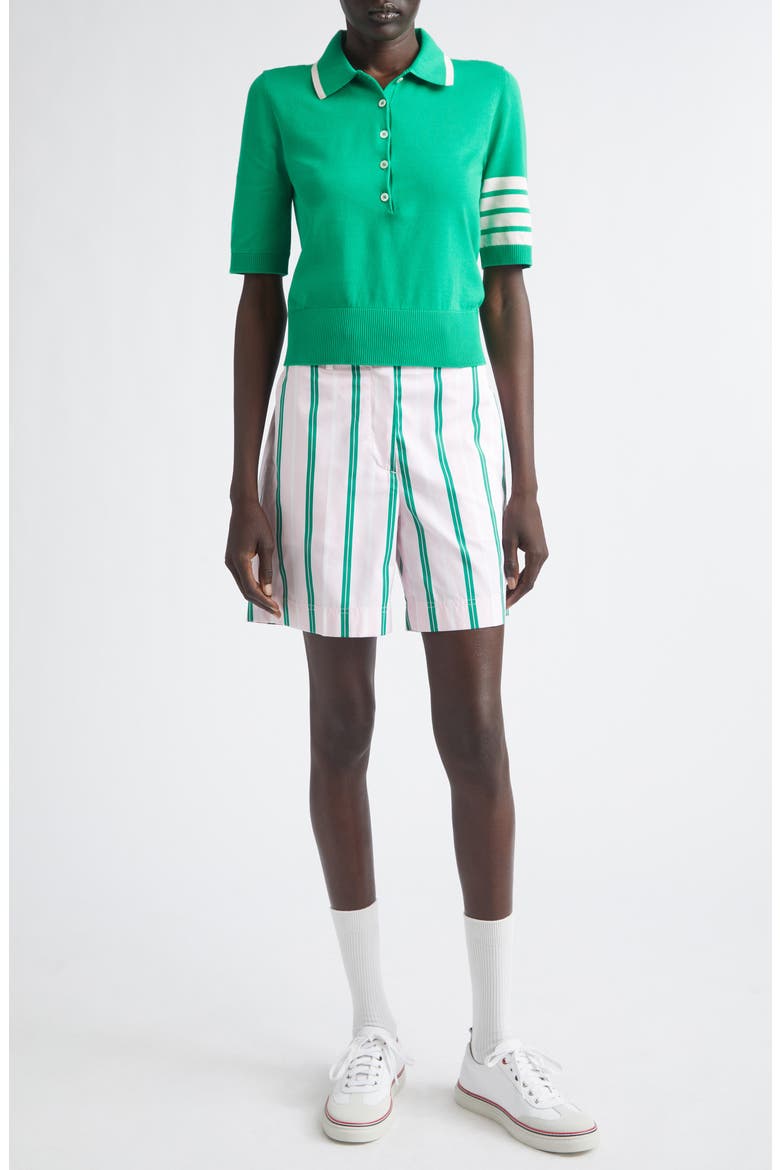 4-Bar Hector Intarsia Polo Sweater, Alternate, color, GREEN