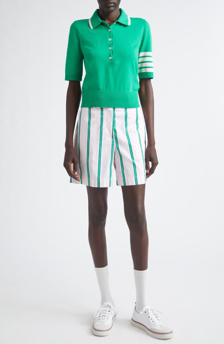 Thom Browne 4-Bar Hector Intarsia Polo Sweater, Alternate, color, Green