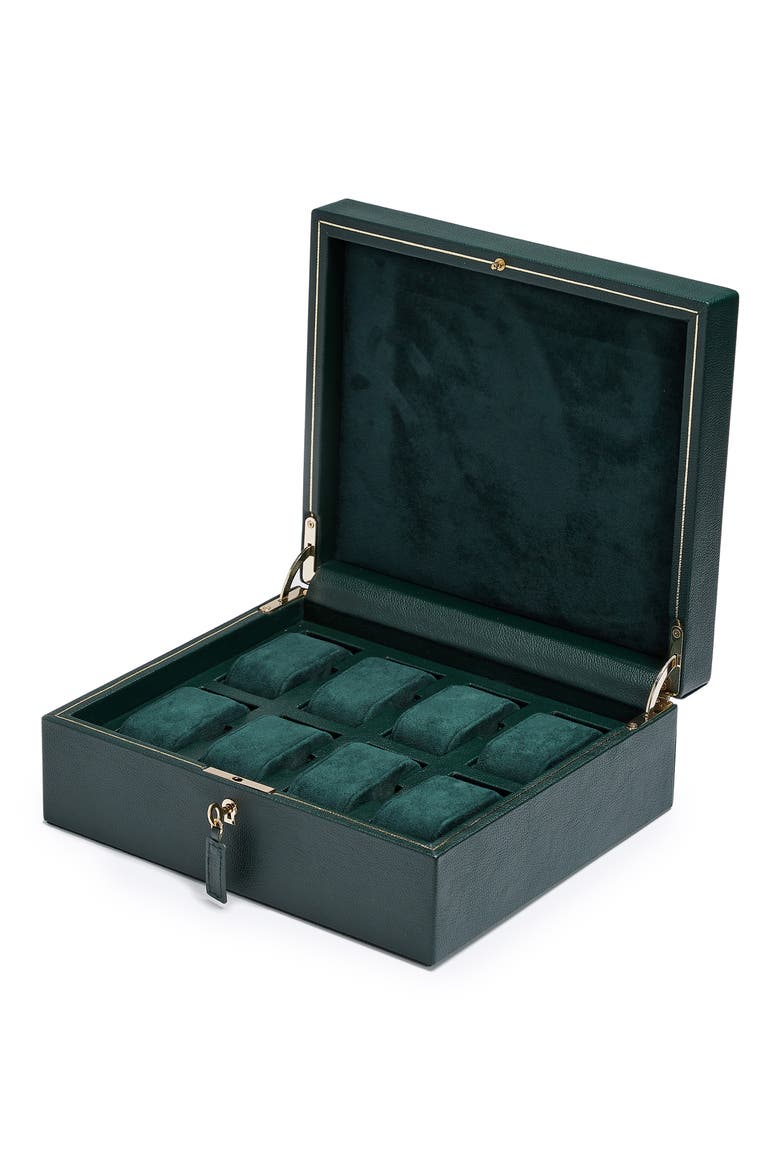 British Racing 8 Piece Watch Box, Alternate, color, GREEN