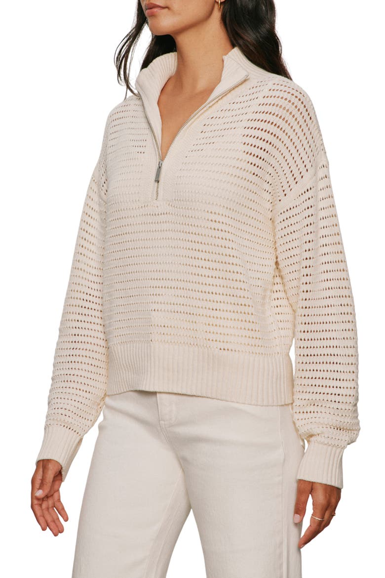 Open Stitch Half-Zip Cotton Blend Sweater, Alternate, color, COLLAGEN