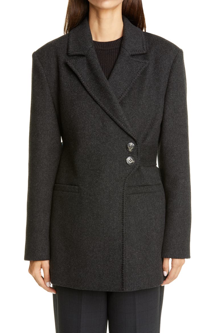 Belted Wool Blend Blazer, Main, color, PHANTOM
