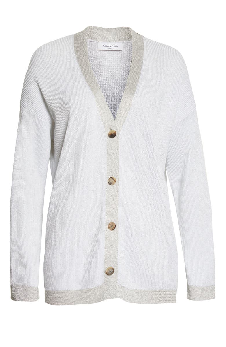 Fabiana Filippi Metallic Cotton Blend Cardigan, Alternate, color,