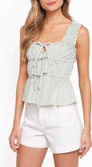 Petal & Pup Harper Gingham Tie Front Tank
