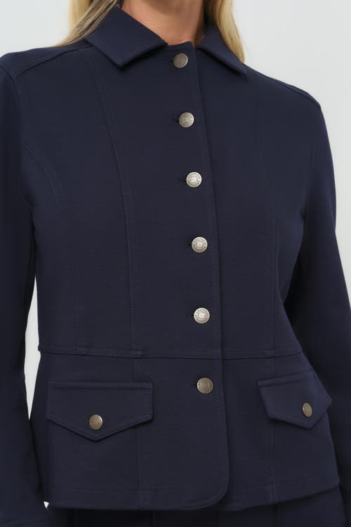 Anatomie Caprice Ponte Cropped Tailored Jacket In Blue