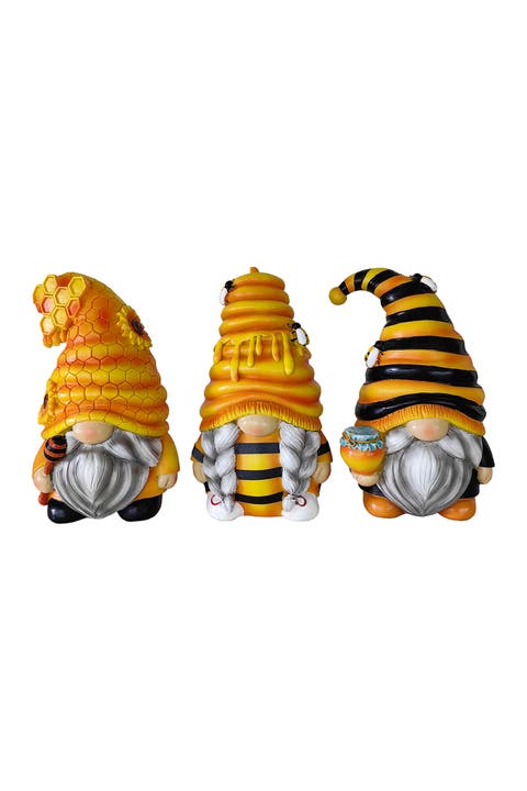 Buzzy Trio Bumble Bee Gnome Figurine Set