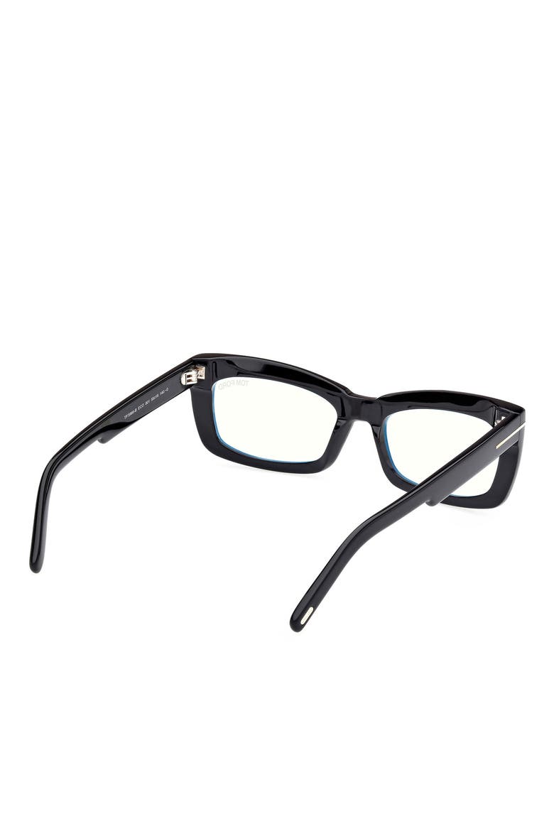 55mm Rectangular Blue Light Blocking Glasses, Alternate, color, BLACK ECO / T LOGO
