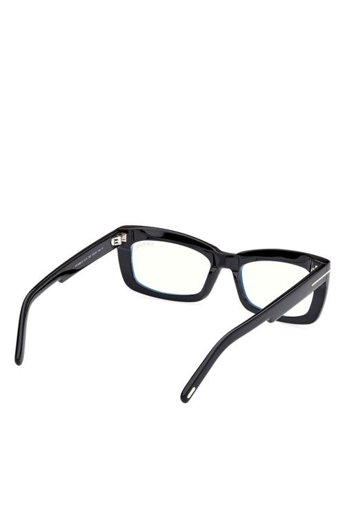 Tom Ford 55mm Rectangular Blue Light Blocking Glasses In Black