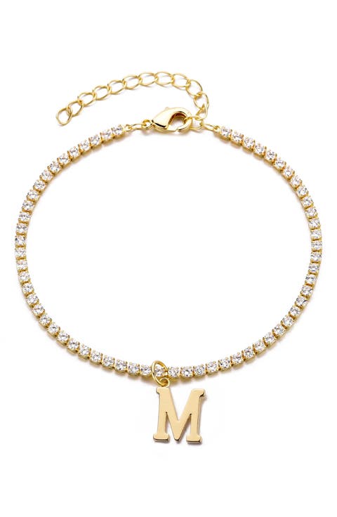 Initial Charm Tennis Bracelet