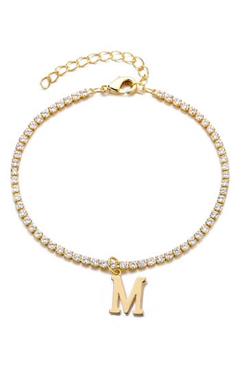 Adornia Initial Charm Tennis Bracelet In Gold