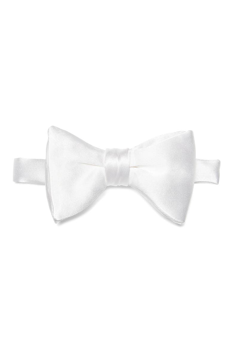 Silk Bow Tie, Main, color, WHITE