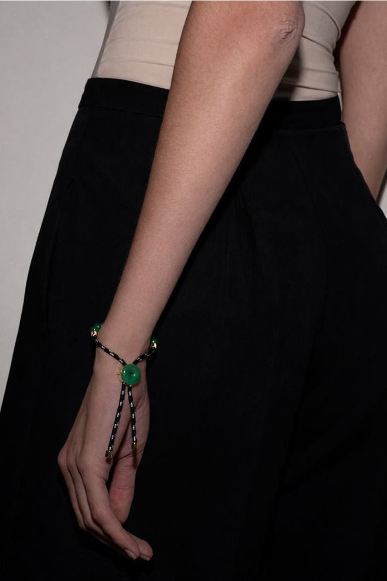 Paracord Jade Slider Bracelet, Alternate, color, Black