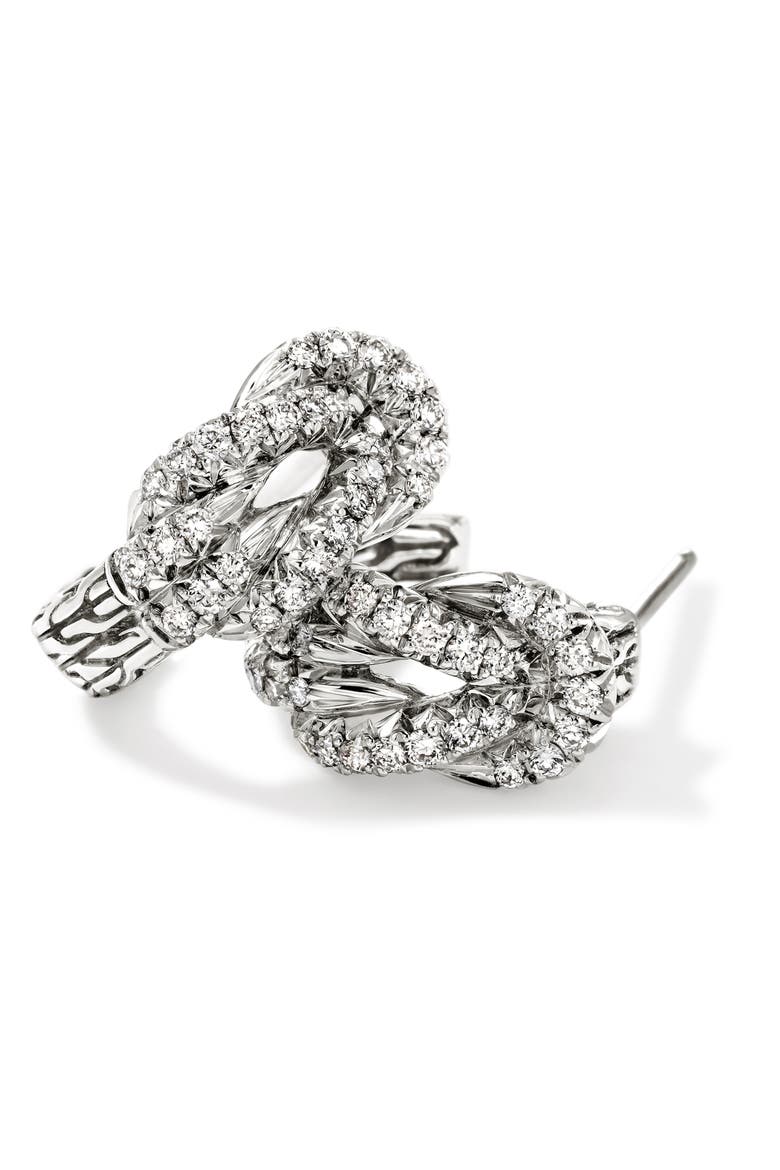 Love Knot Earrings, Sterling Silver, Diamonds, Alternate, color, SILVER