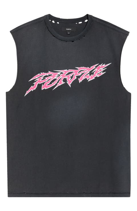 Distressed Sleeveless Graphic T-Shirt