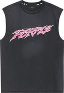 PURPLE BRAND Distressed Sleeveless Graphic T-Shirt