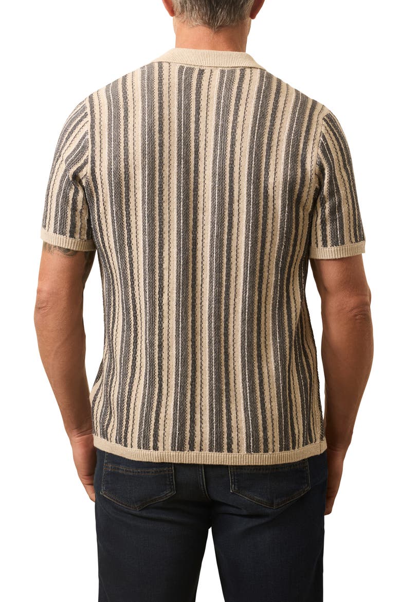 Stripe Short Sleeve Cardigan, Alternate, color, IRON MOUNTAIN STRIPE