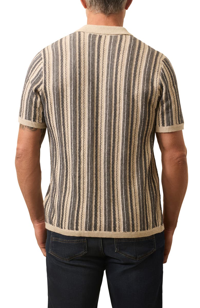 Faherty Stripe Short Sleeve Cardigan, Alternate, color, Iron Mountain Stripe