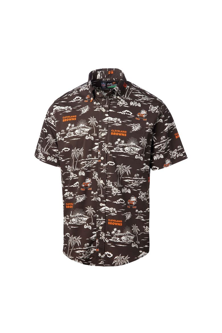 Men's Reyn Spooner Brown Cleveland Browns Throwback Kekai Print Button-Up Shirt, Alternate, color, Brown