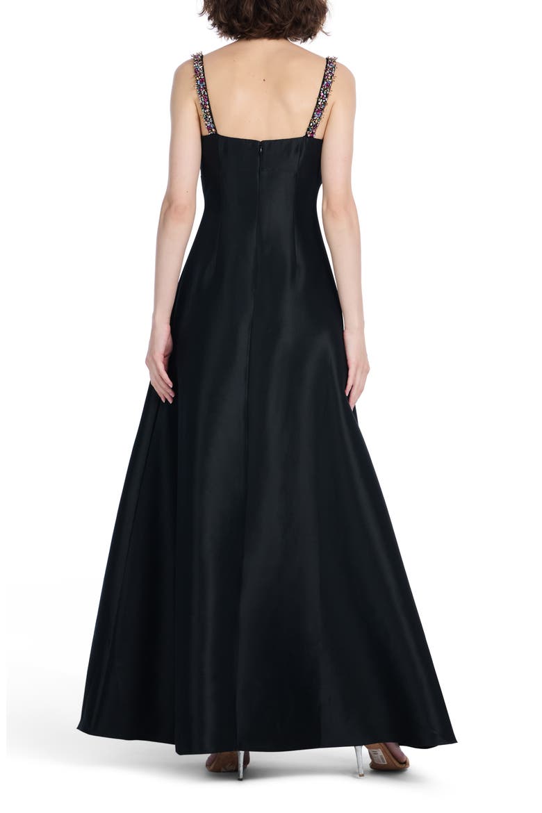 Bead Detail Square Neck A-Line Gown, Alternate, color, BLACK MULTI