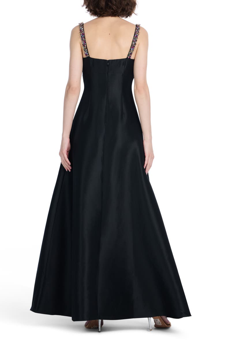 EMILY SHALANT Bead Detail Square Neck A-Line Gown, Alternate, color, Black Multi