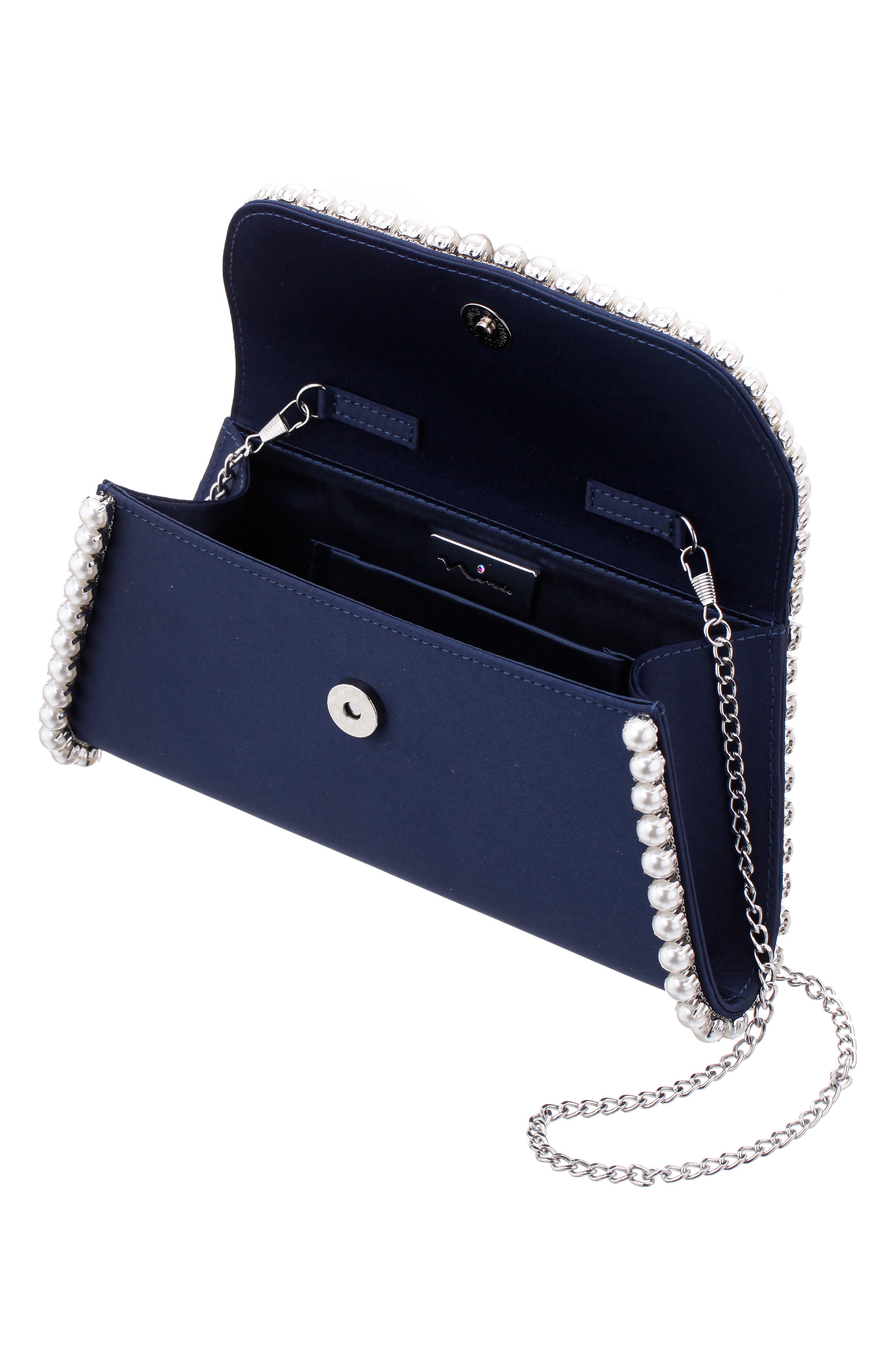 Nina Trysta Clutch, Alternate, color, New Navy