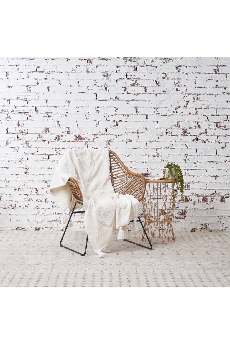 Heart 100% Cotton White Accent Throw Blanket 50" x 60", Alternate, color, White
