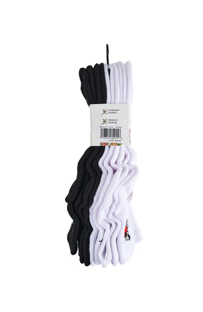 Ed Hardy Flower Heart Print Half Cushion Mid Crew Sock 5-Pack, Alternate, color, White Multi