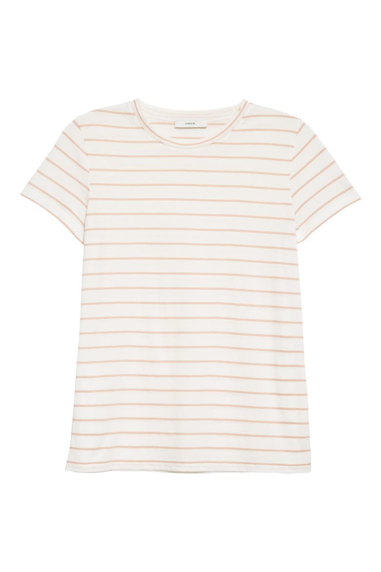 Essential Stripe Pima Cotton Crewneck Tee, Alternate, color, OFF WHITE/MORNING PINK