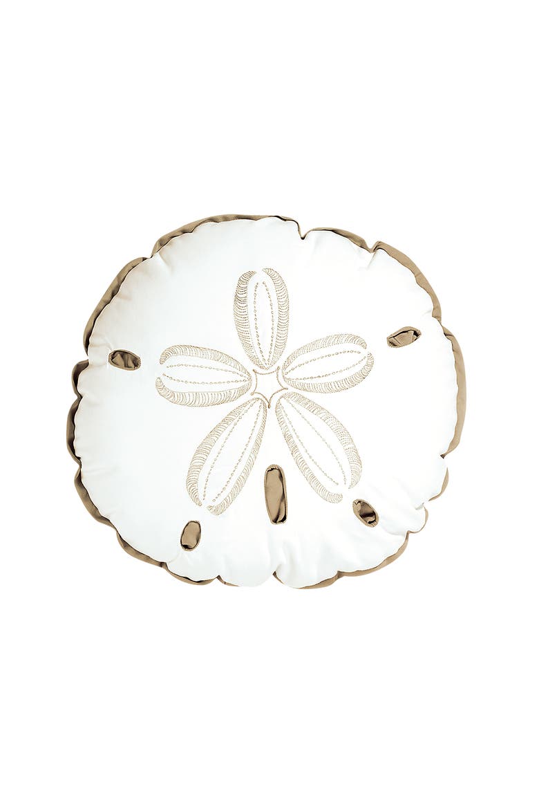 Sand Dollar Shaped Indoor/Outdoor Throw Pillow, Main, color, White