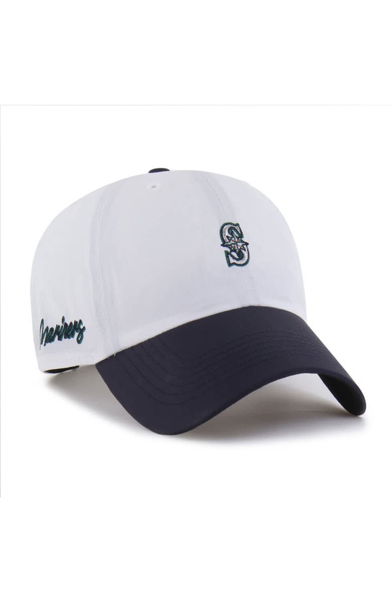 '47 Men's '47 White/Navy Seattle Mariners Vista Mini Clean Up brrr° Adjustable Hat, Alternate, color, White