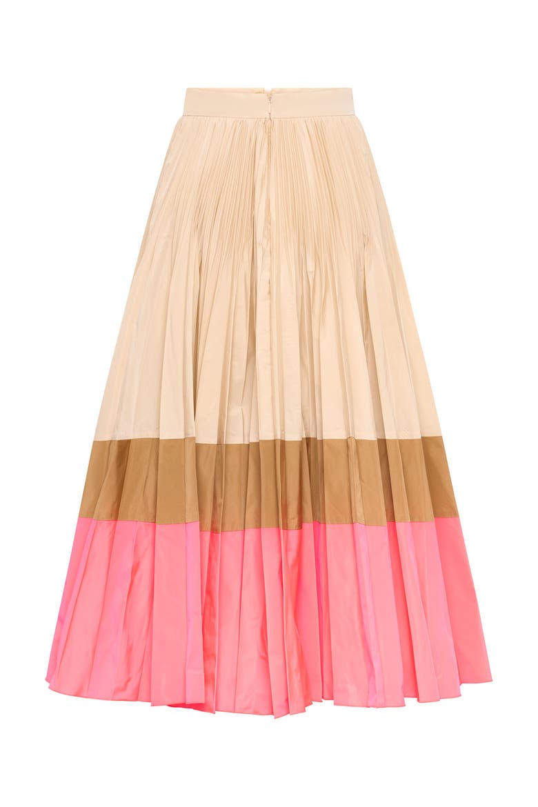 Taffeta Plissee Skirt, Alternate, color, Sand / Tobacco / Pink
