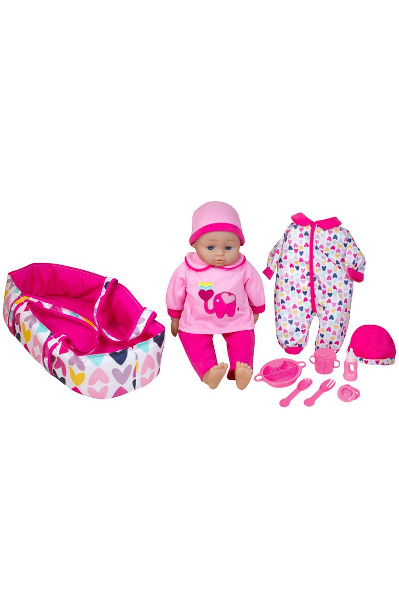 16 Inch Talking Baby Doll Sylvie, Pink & Elephant Outfit, Matching Hat, Main, color, Multicolored