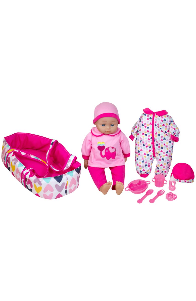 Lissi 16 Inch Talking Baby Doll Sylvie, Pink & Elephant Outfit, Matching Hat, Main, color, Multicolored