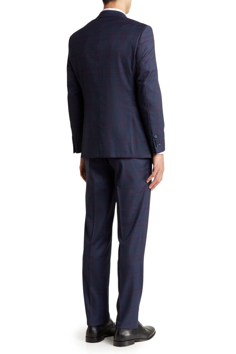 Plaid Two Button Peak Lapel Suit, Alternate, color, BLUE