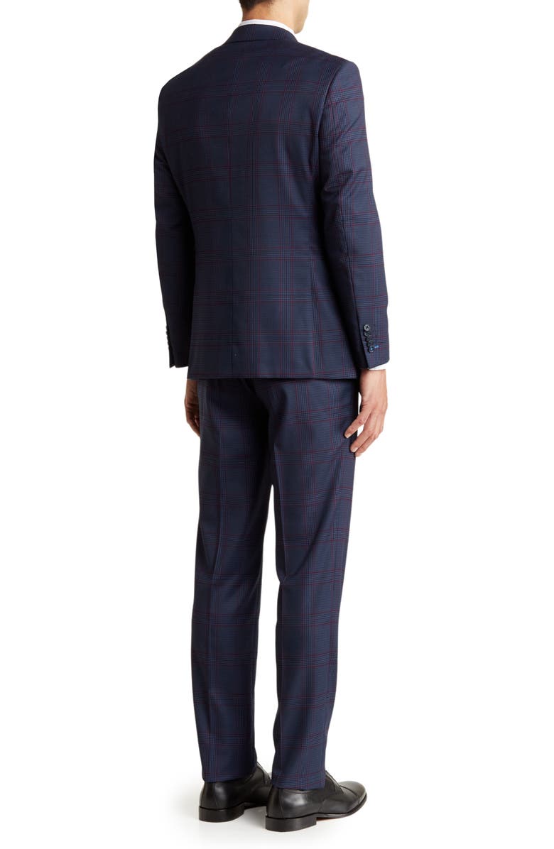 English Laundry Plaid Two Button Peak Lapel Suit, Alternate, color, Blue