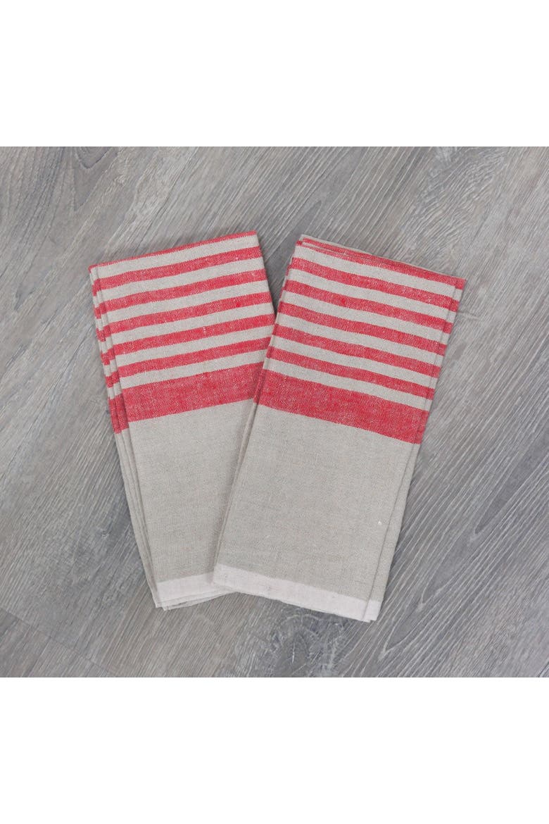 Brittany Tea Towels - Set of 2, Alternate, color, Natural, Red 20" x 30"