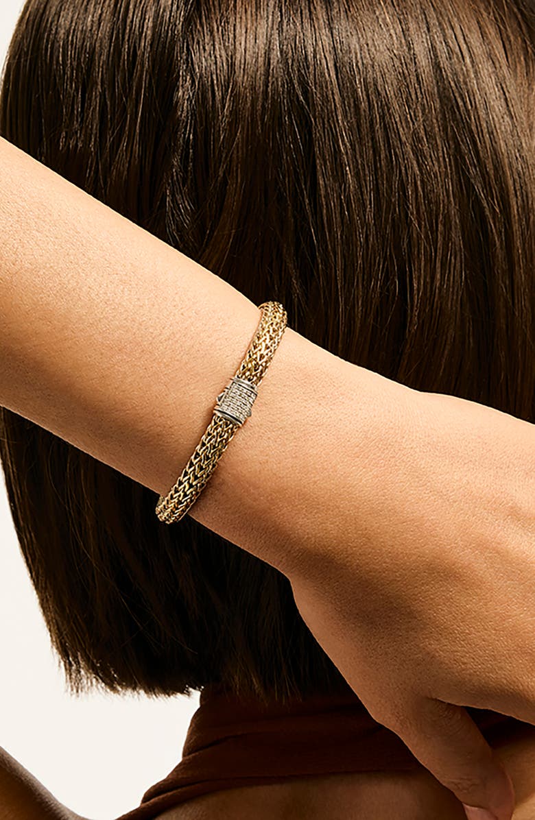 John Hardy Icon Bracelet, Reversible, Gold, Silver, Diamonds, 6.5mm, Alternate, color, Silver And Gold