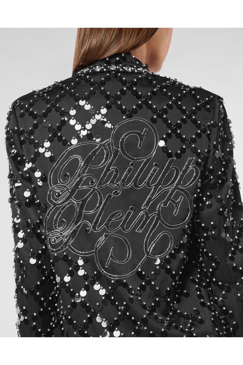 Blazer Boyfriend Fit Plein Paillettes Women, Alternate, color, black