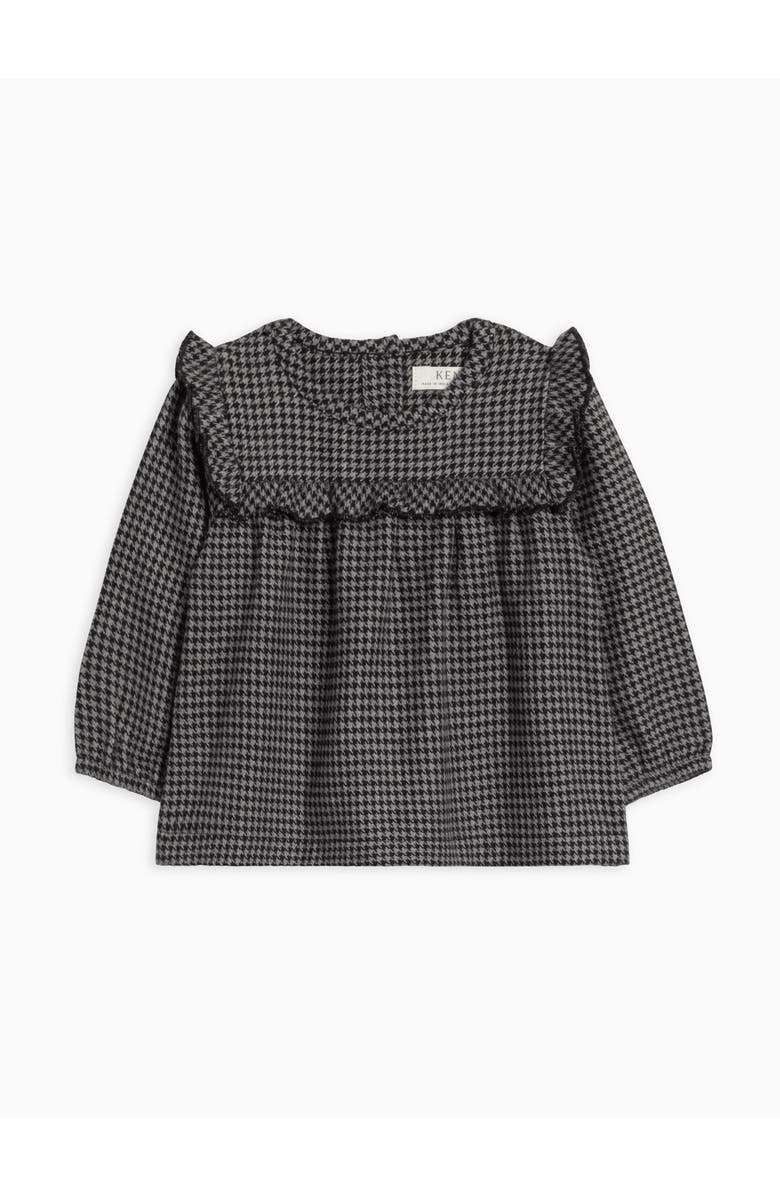 Kendi Sally Organic Flannel Ruffle Neckline Top, Main, color, Houndstooth