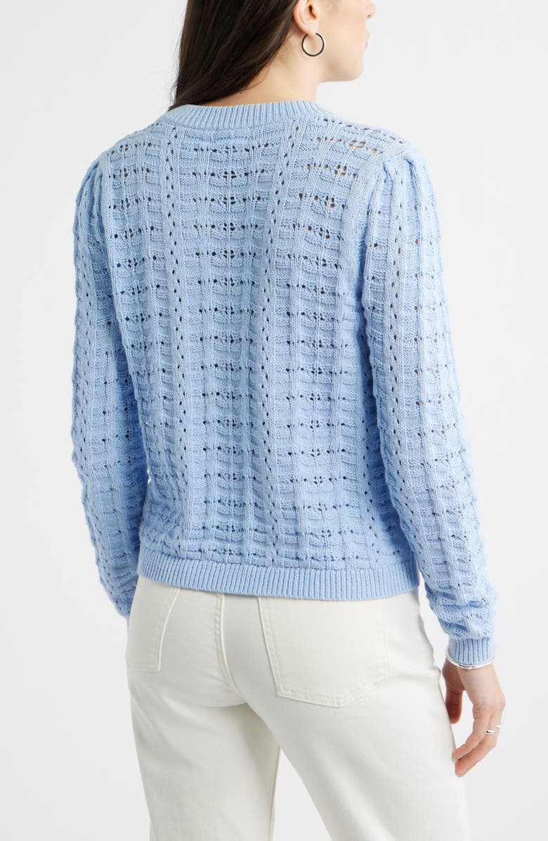 Caslon<sup>®</sup> Pointelle Stitch Cotton Cardigan, Alternate, color, Blue Windsurfer