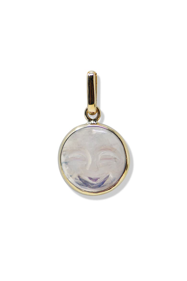 Classique Carved Moonstone Face Pendant, Main, color, WHITE