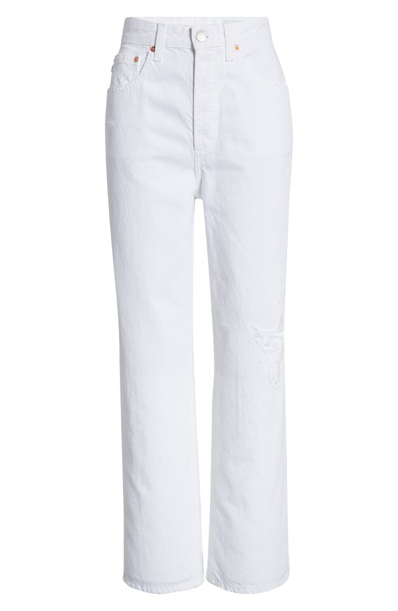AG Knoxx Distressed High Waist Boyfriend Jeans, Alternate, color, Authentic White Destructed
