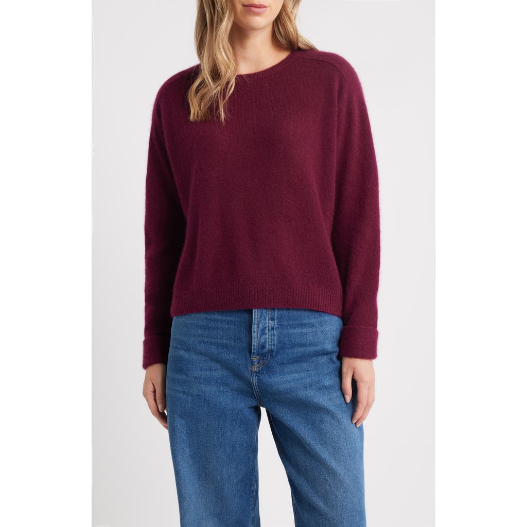Margaret O'leary Crewneck Rolled Cuff Cashmere & Silk Sweater In Red