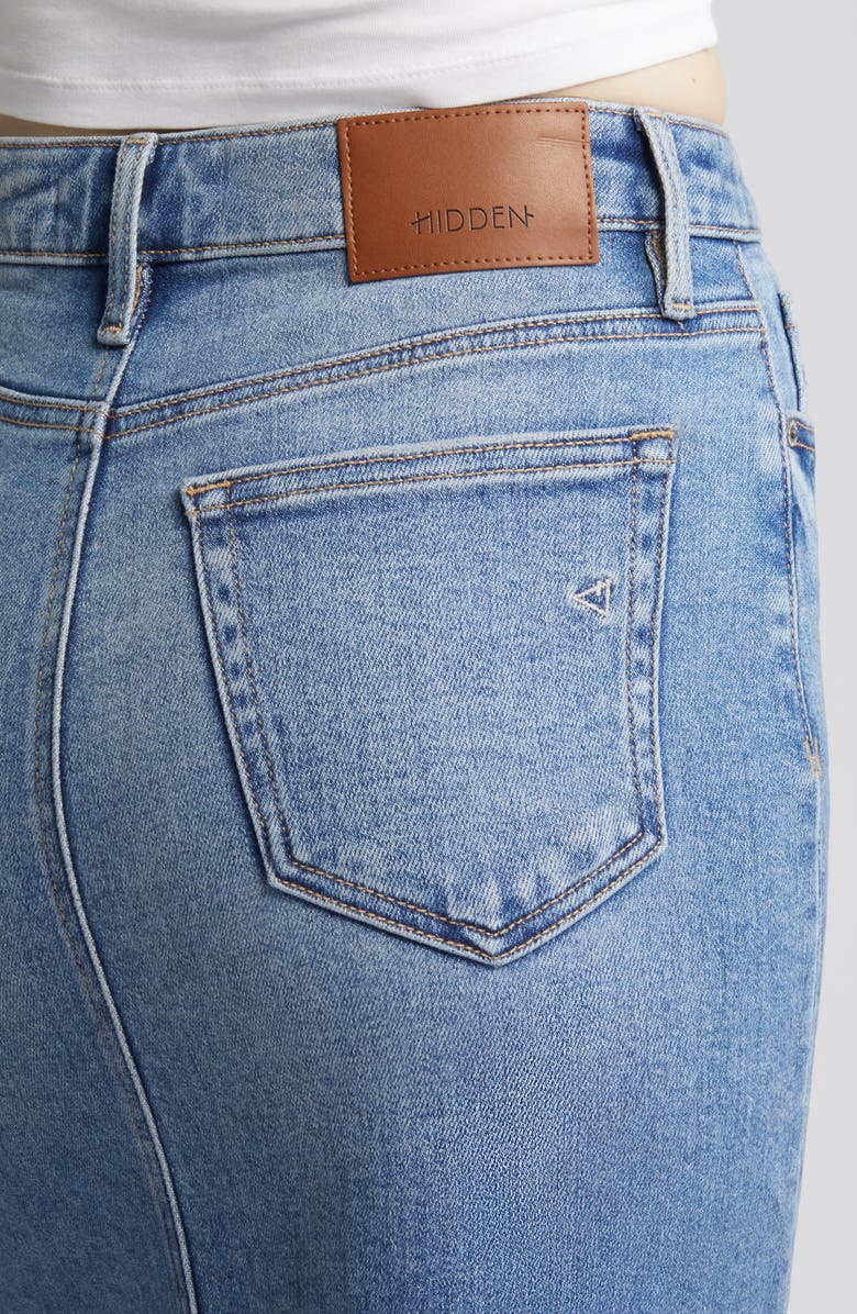 HIDDEN JEANS Back Slit Denim Midi Pencil Skirt, Alternate, color, Medium Wash