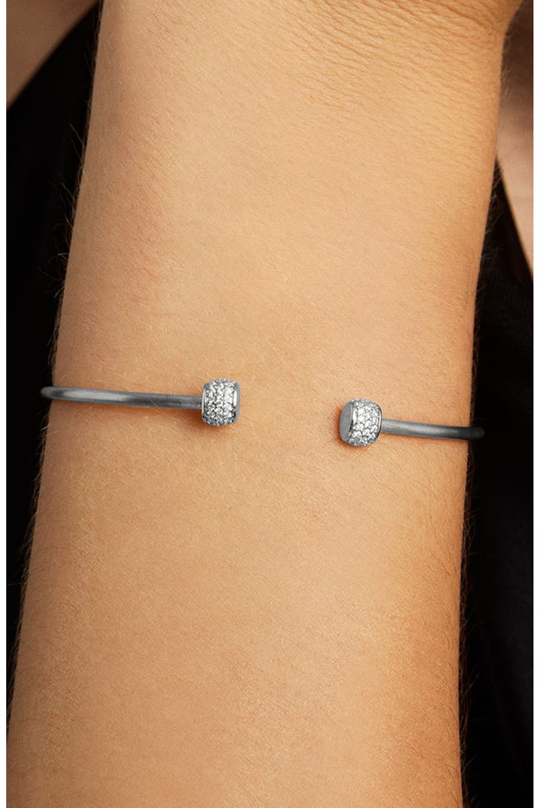 Juliette Pavé Twist Bangle, Alternate, color, WHITE TOPAZ/ SILVER