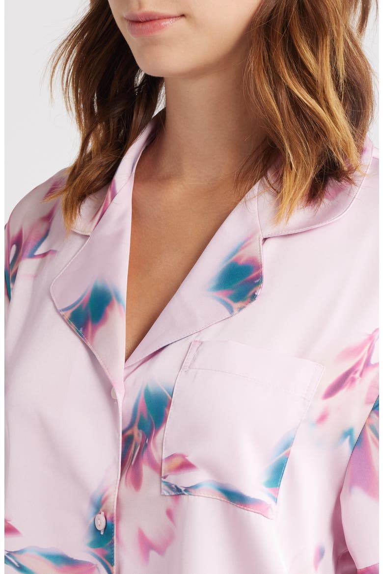 Boxy Everyday Satin Pajamas, Alternate, color, PINK SHADOW BLOOM