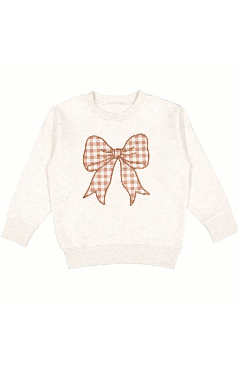 Sweet Wink Gingham Bow Patch Sweatshirt, Main, color, Natural