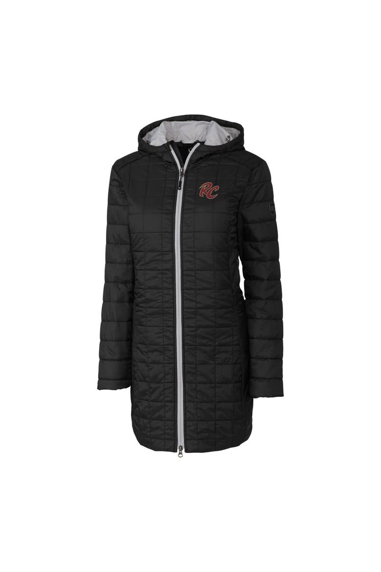 Women's Cutter & Buck Black Sacramento River Cats Rainier Primaloft Eco Insulated Hooded Long Coat, Alternate, color, Black