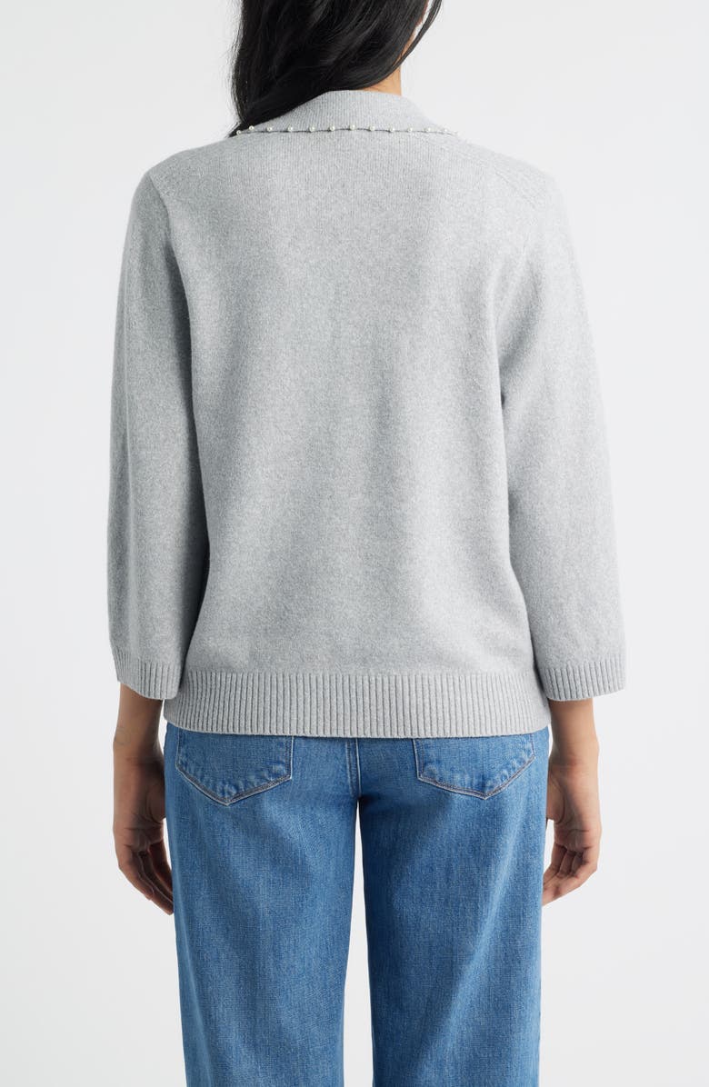 Wit & Wisdom Bead Trim Sweater, Alternate, color, Heather Grey