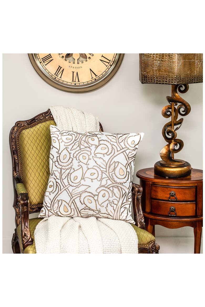 Celeste Embroidered Throw Pillow, Alternate, color, WHITE
