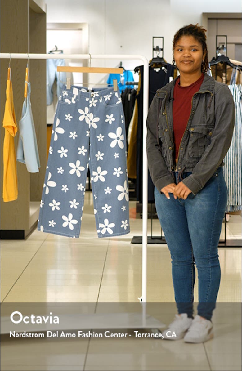 Kids' Floral Print Wide Leg Jeans, sales video thumbnail